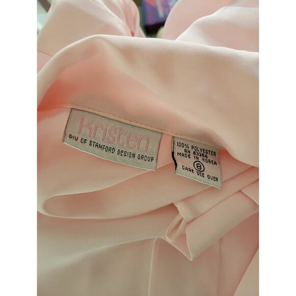 Vintage Kristen Pleated Blouse Soft Pink Button Down Polyester Blouse - Picture 6 of 9